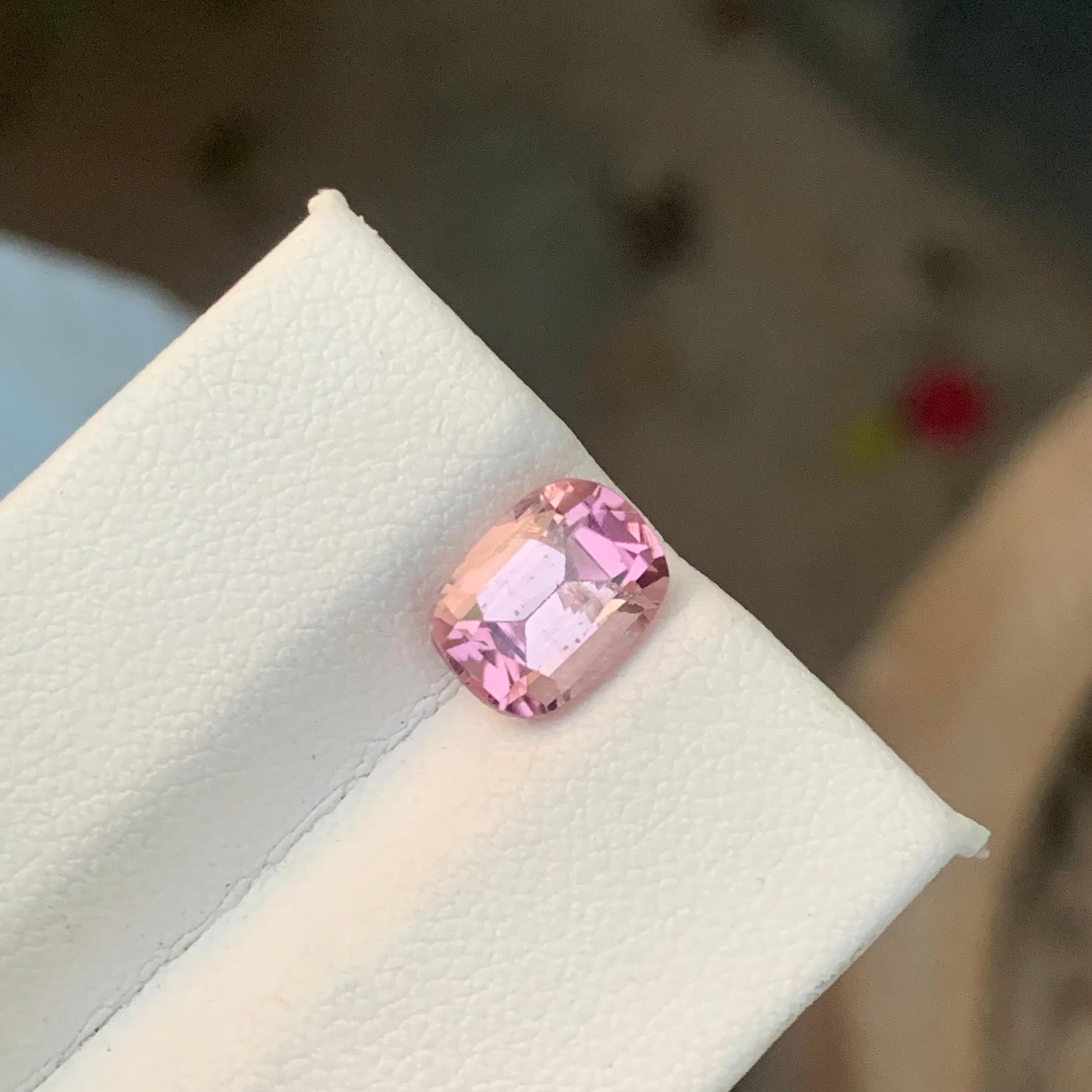 2.20 Carat Natural Loose Pale Pink Tourmaline from Afghanistan Cushion Cut For Sale 3