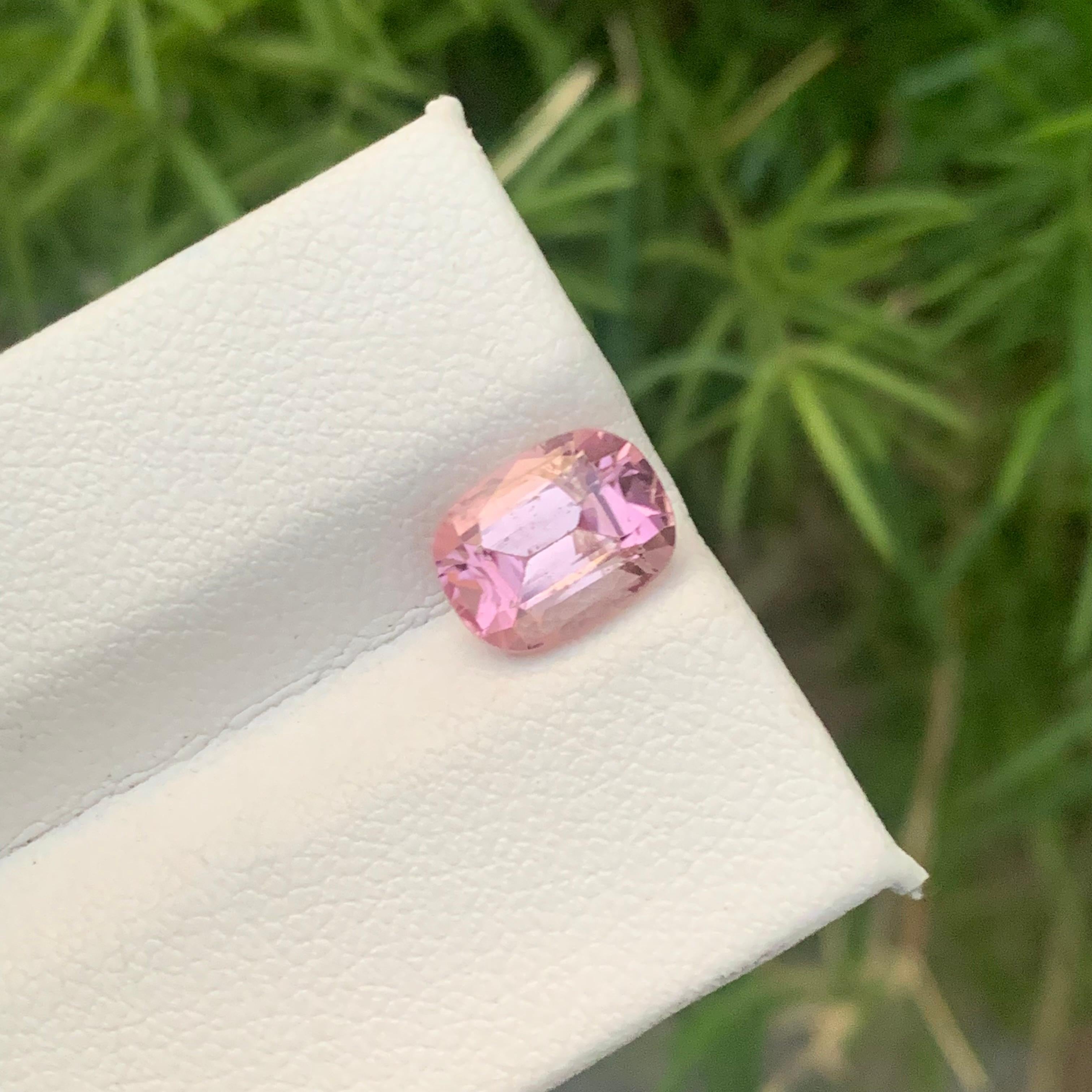 Faceted Tourmaline
Weight: 2.20 Carats
Dimension: 9x6.7x5.2 Mm
Origin: Kunar Afghanistan
Color: Pink
Shape: Mix Cushion
Clarity: Eye Clean
Certificate: On Demand

With a rating between 7 and 7.5 on the Mohs scale of mineral hardness, tourmaline