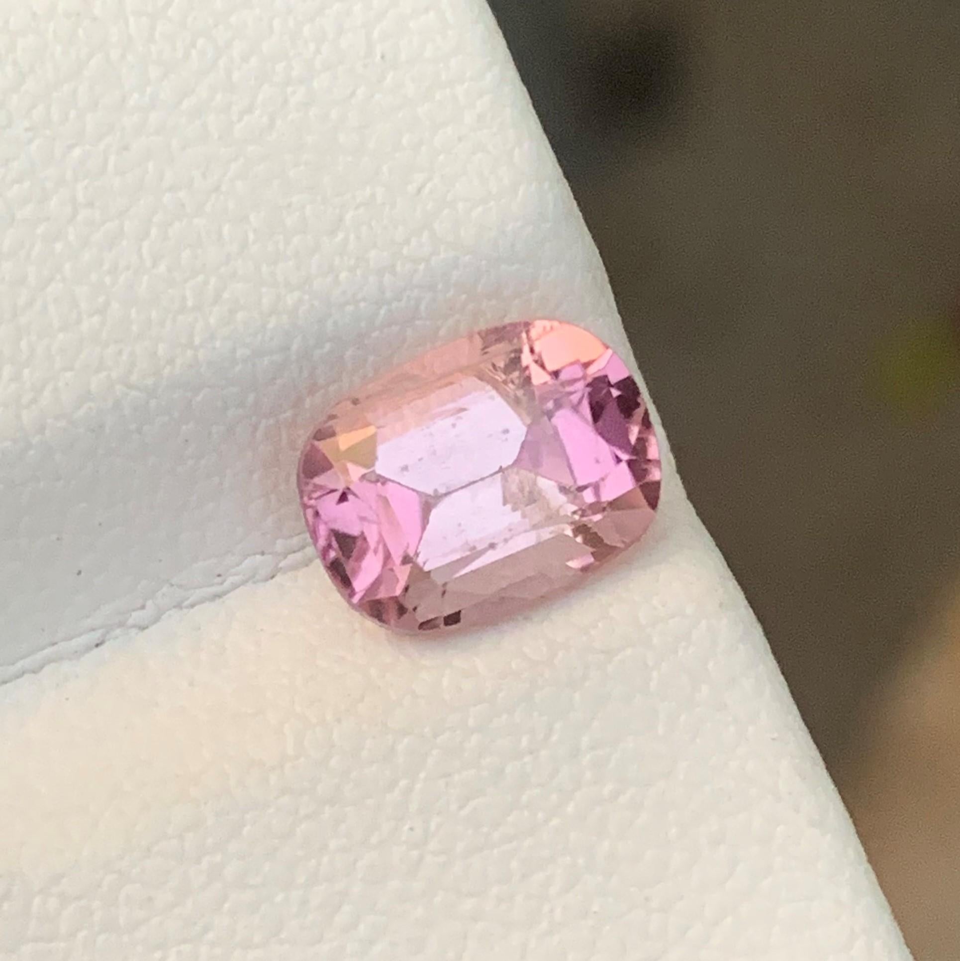 Arts and Crafts 2.20 Carat Natural Loose Pale Pink Tourmaline from Afghanistan Cushion Cut For Sale