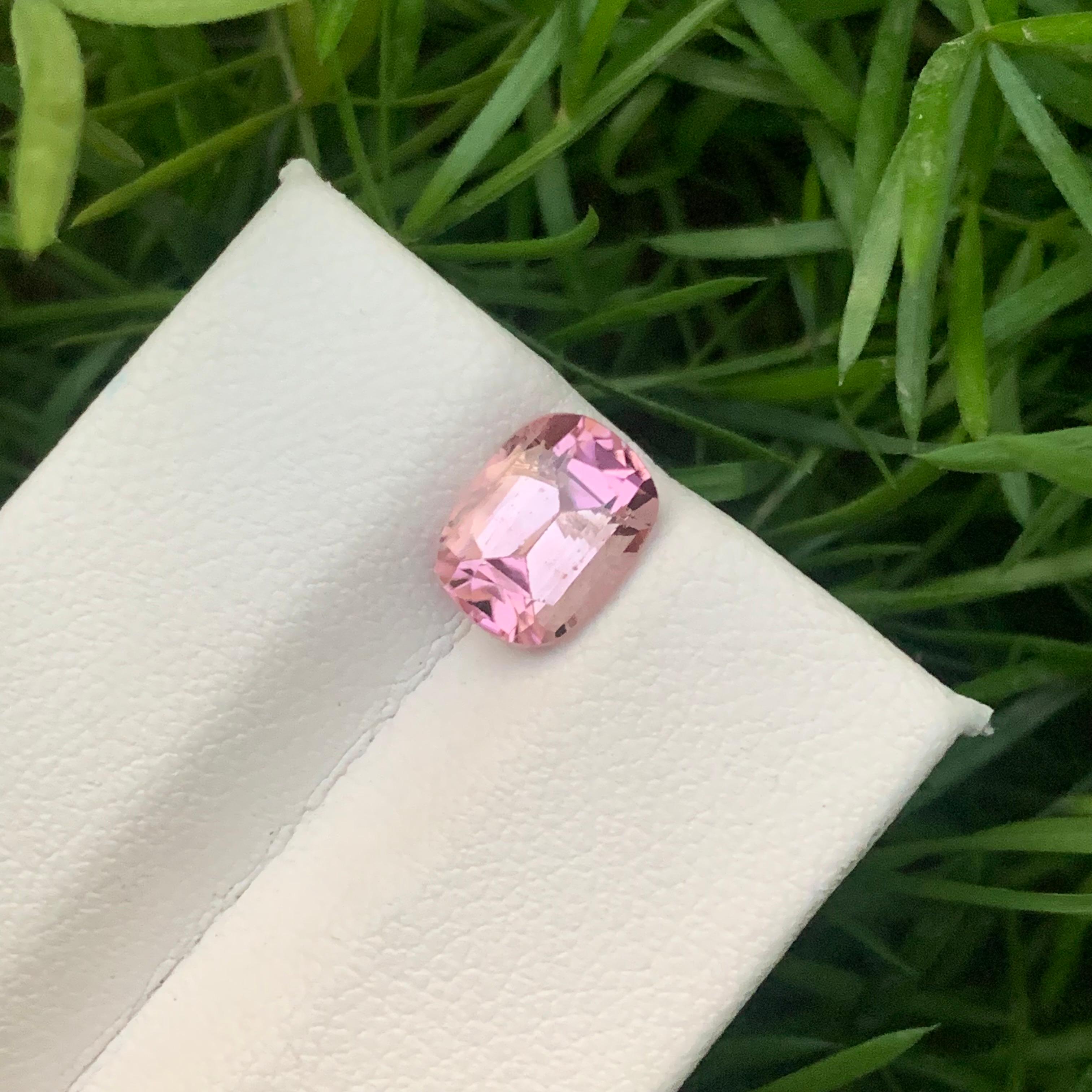Women's or Men's 2.20 Carat Natural Loose Pale Pink Tourmaline from Afghanistan Cushion Cut For Sale
