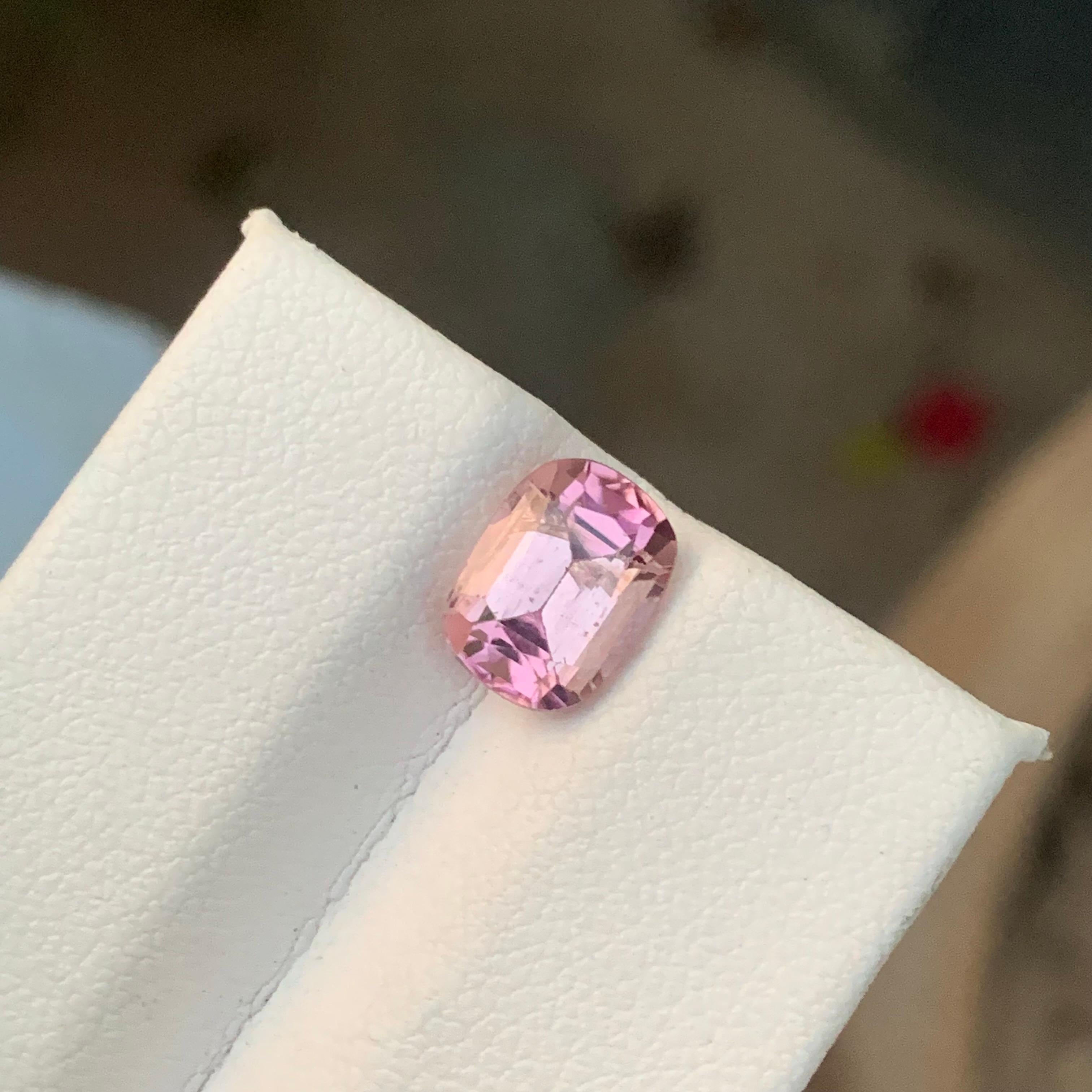 2.20 Carat Natural Loose Pale Pink Tourmaline from Afghanistan Cushion Cut For Sale 1