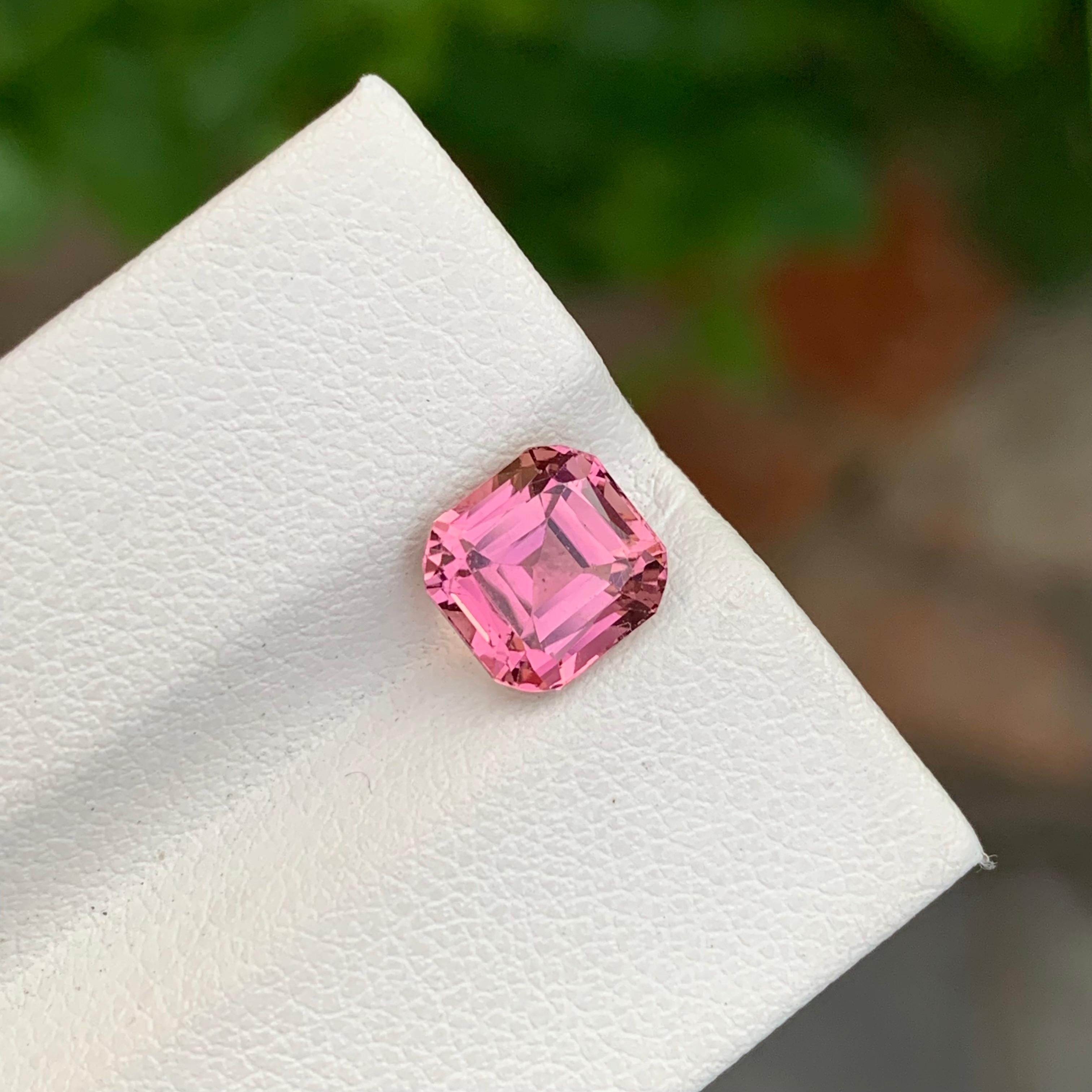2.20 Carat Natural Loose Pink Tourmaline Asscher Cut Gemstone For Jewellery For Sale 5