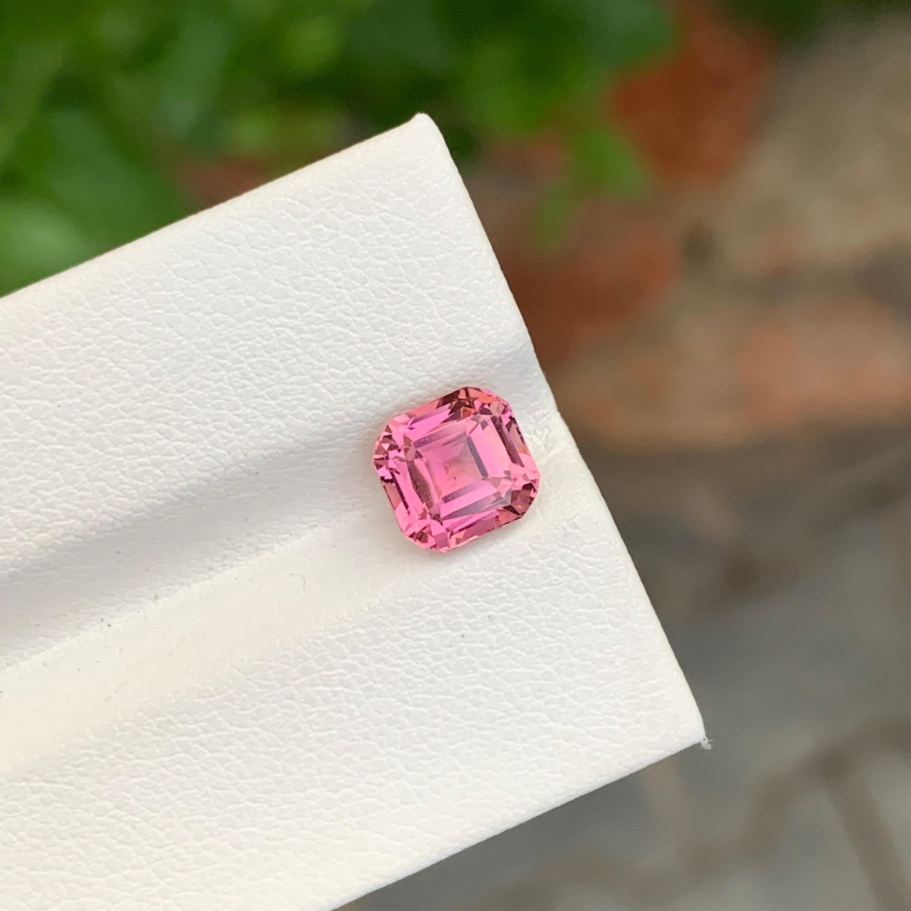 Arts and Crafts 2.20 Carat Natural Loose Pink Tourmaline Asscher Cut Gemstone For Jewellery For Sale