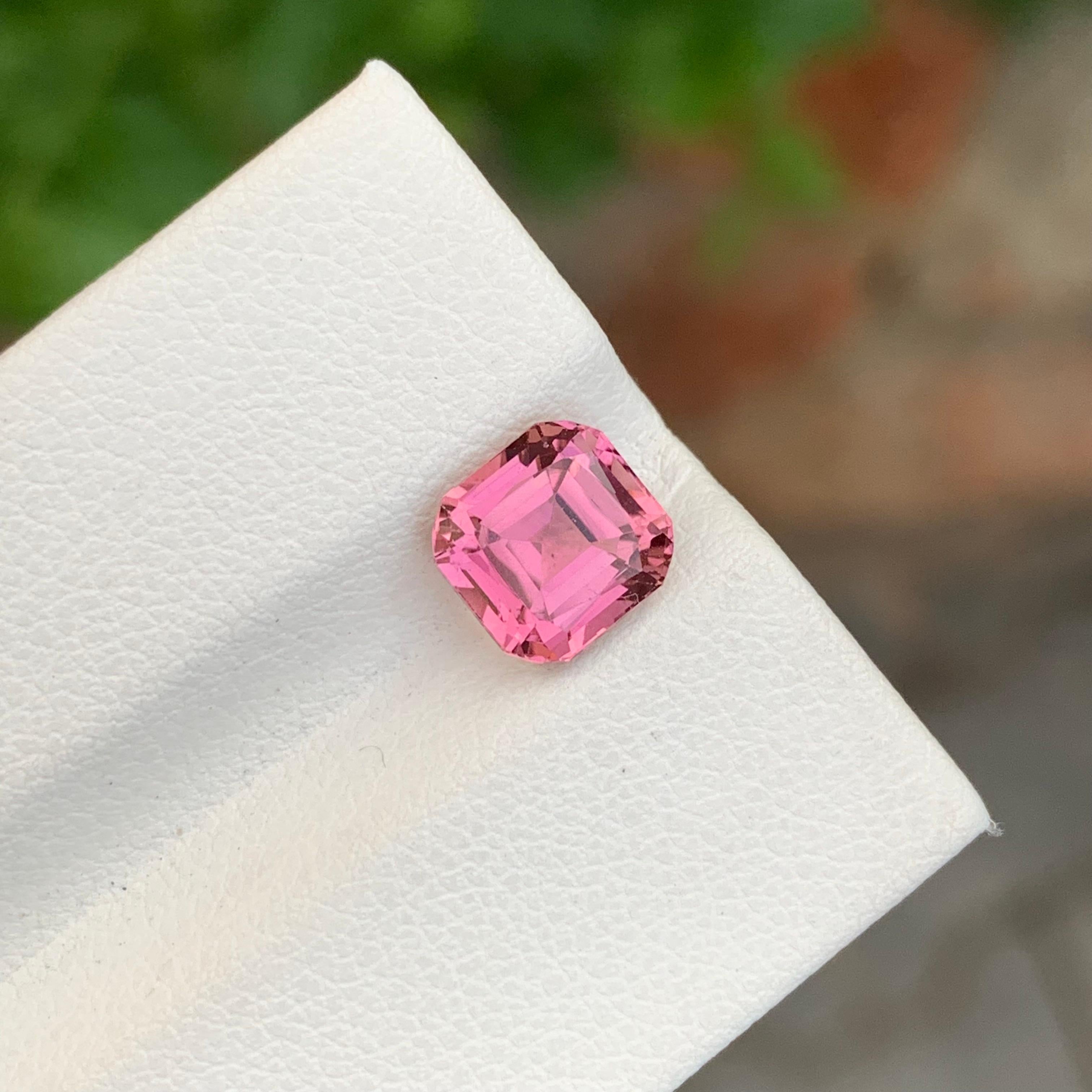 Women's or Men's 2.20 Carat Natural Loose Pink Tourmaline Asscher Cut Gemstone For Jewellery For Sale