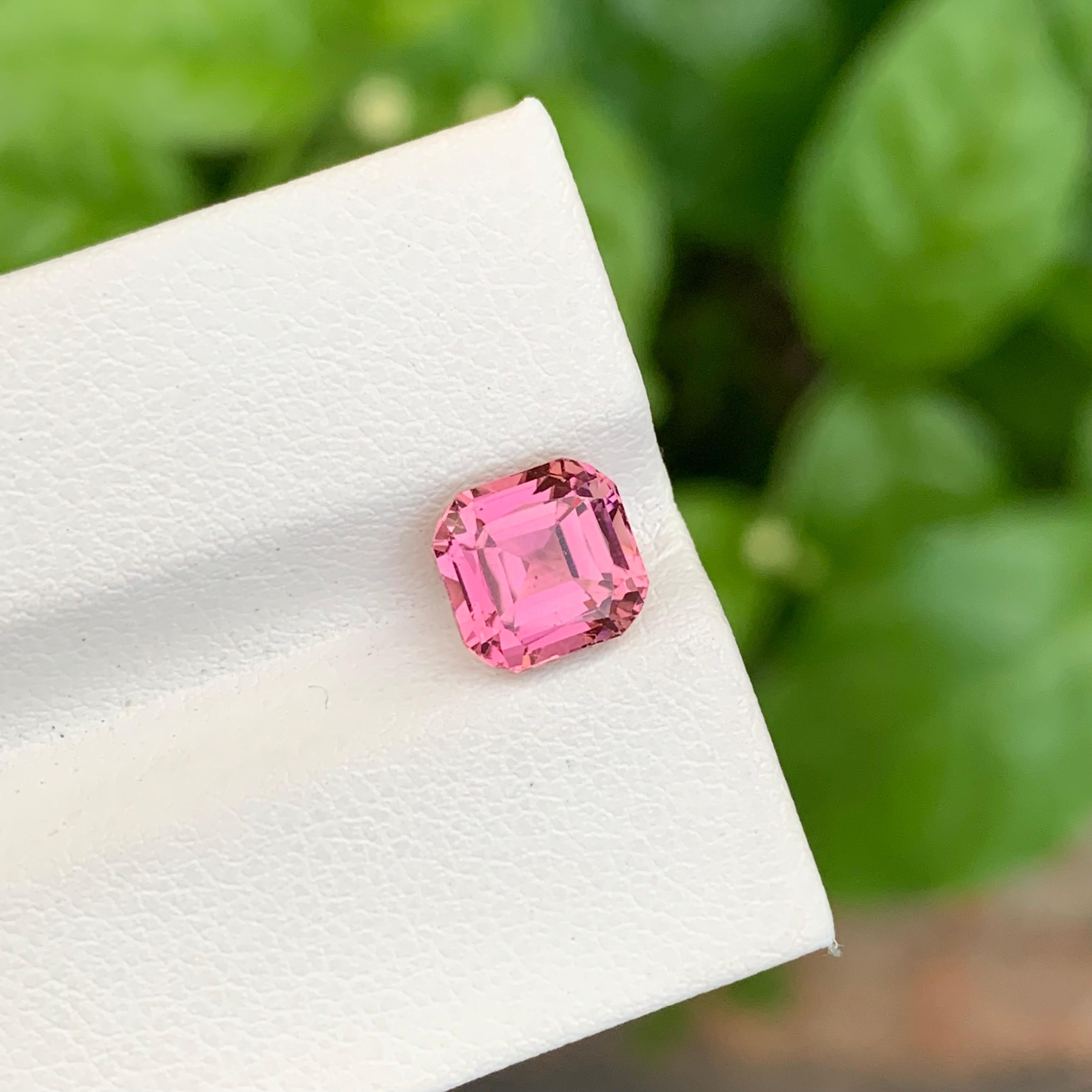 2.20 Carat Natural Loose Pink Tourmaline Asscher Cut Gemstone For Jewellery For Sale 2
