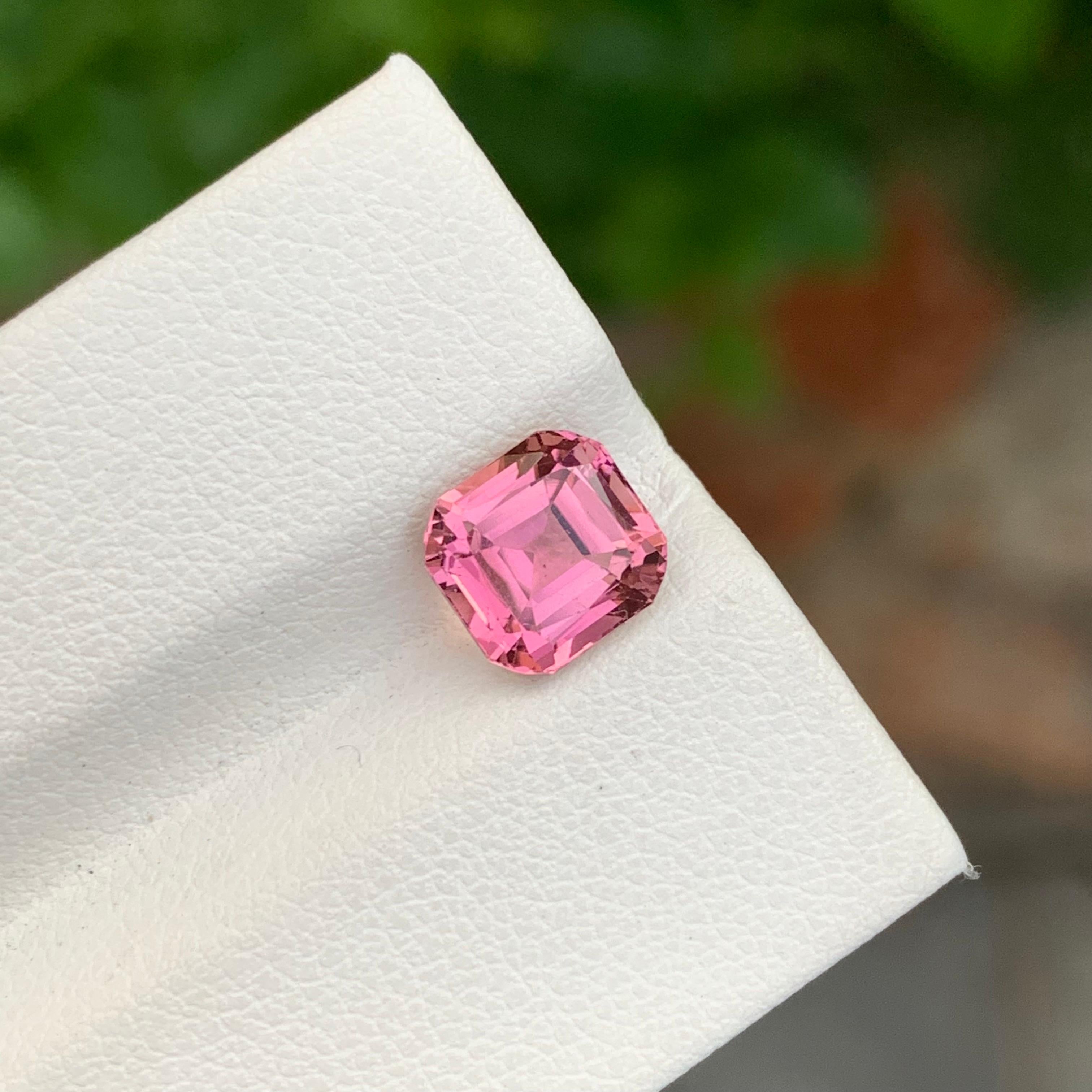 2.20 Carat Natural Loose Pink Tourmaline Asscher Cut Gemstone For Jewellery For Sale 3