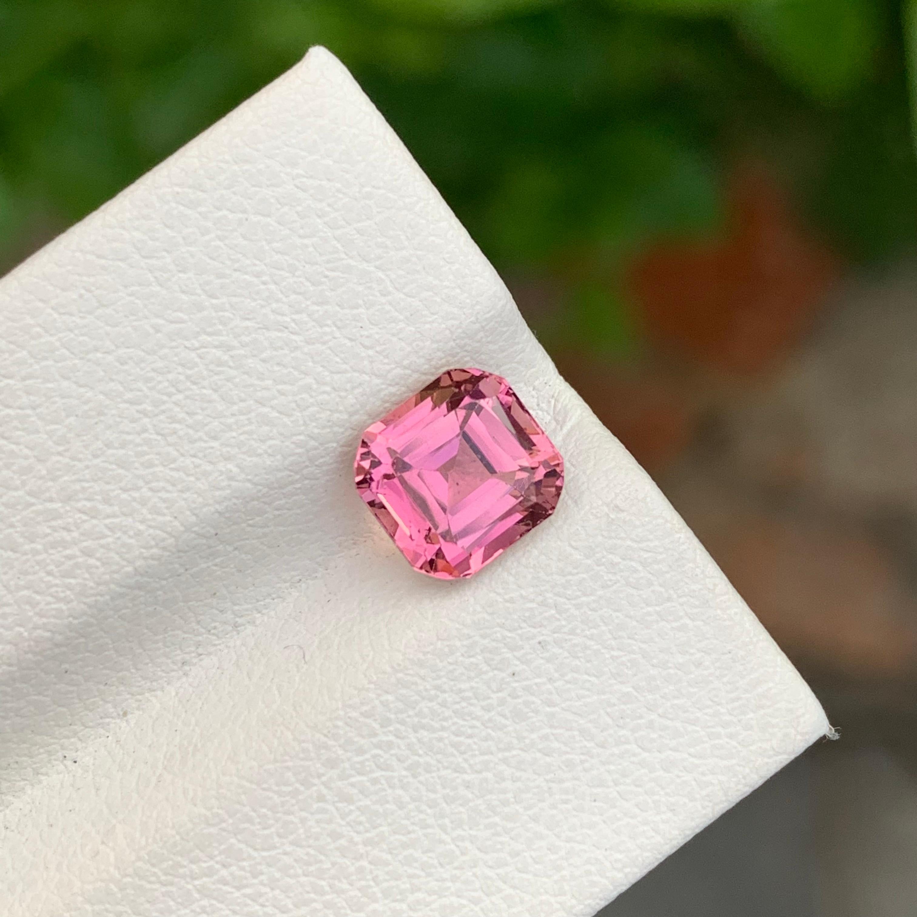 2.20 Carat Natural Loose Pink Tourmaline Asscher Cut Gemstone For Jewellery For Sale 4