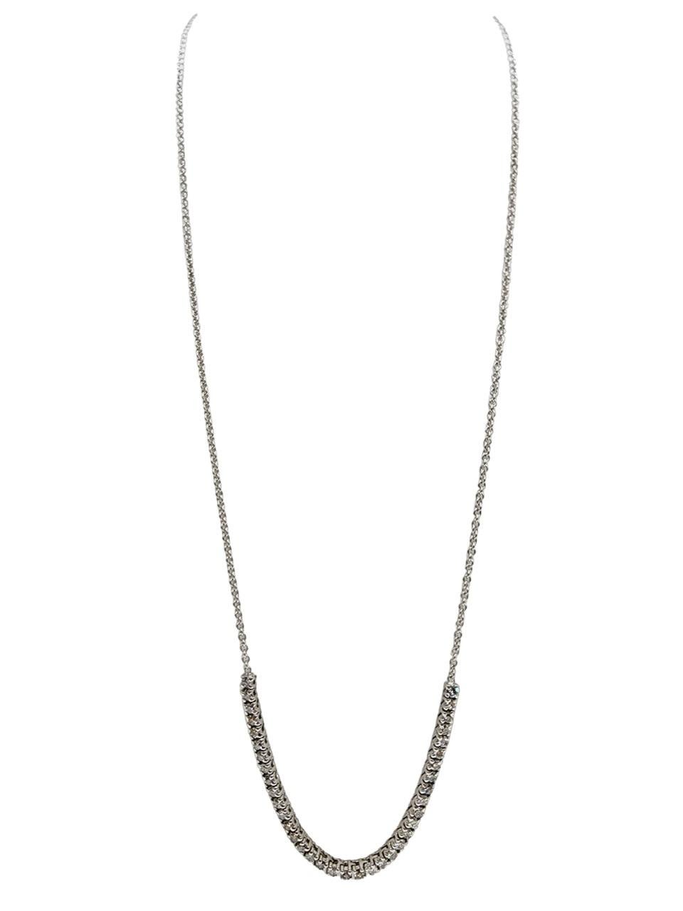 Round Cut 2.20 Carat Natural Round Diamond Mini Tennis Necklace 14 Karat White Gold 24''
