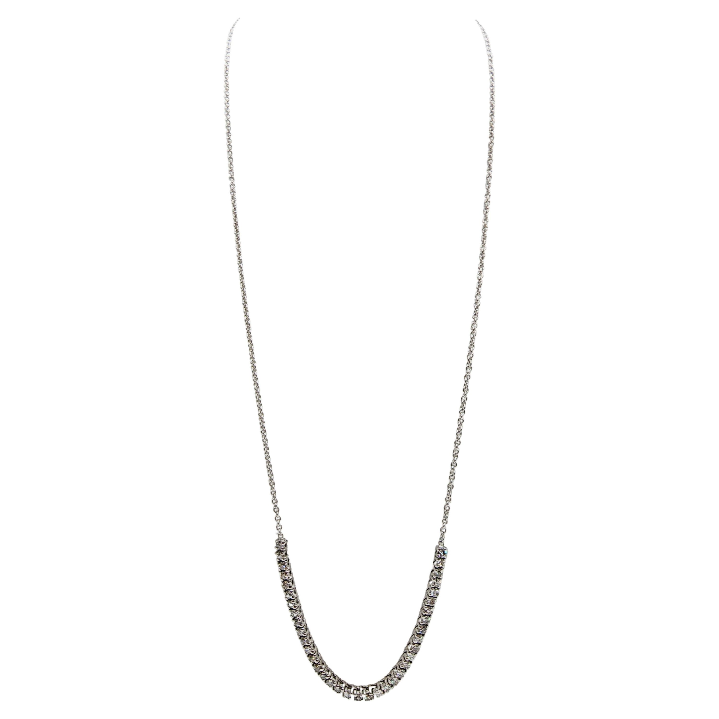 2,20 Karat natürlicher runder Diamant-Mini-Tennis-Halskette 14 Karat Weißgold 24''