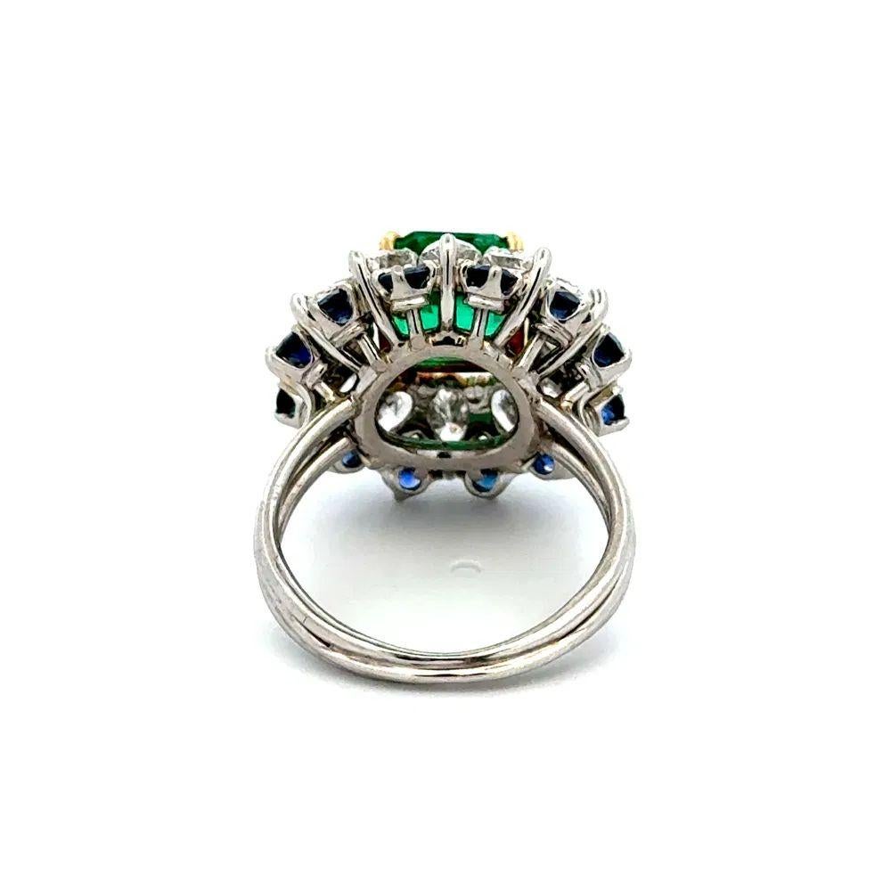 Platinring, 2,20 Karat NO OIL kolumbianischer Smaragd GIA, Diamant und Saphir Platin im Zustand „Hervorragend“ im Angebot in Montreal, QC