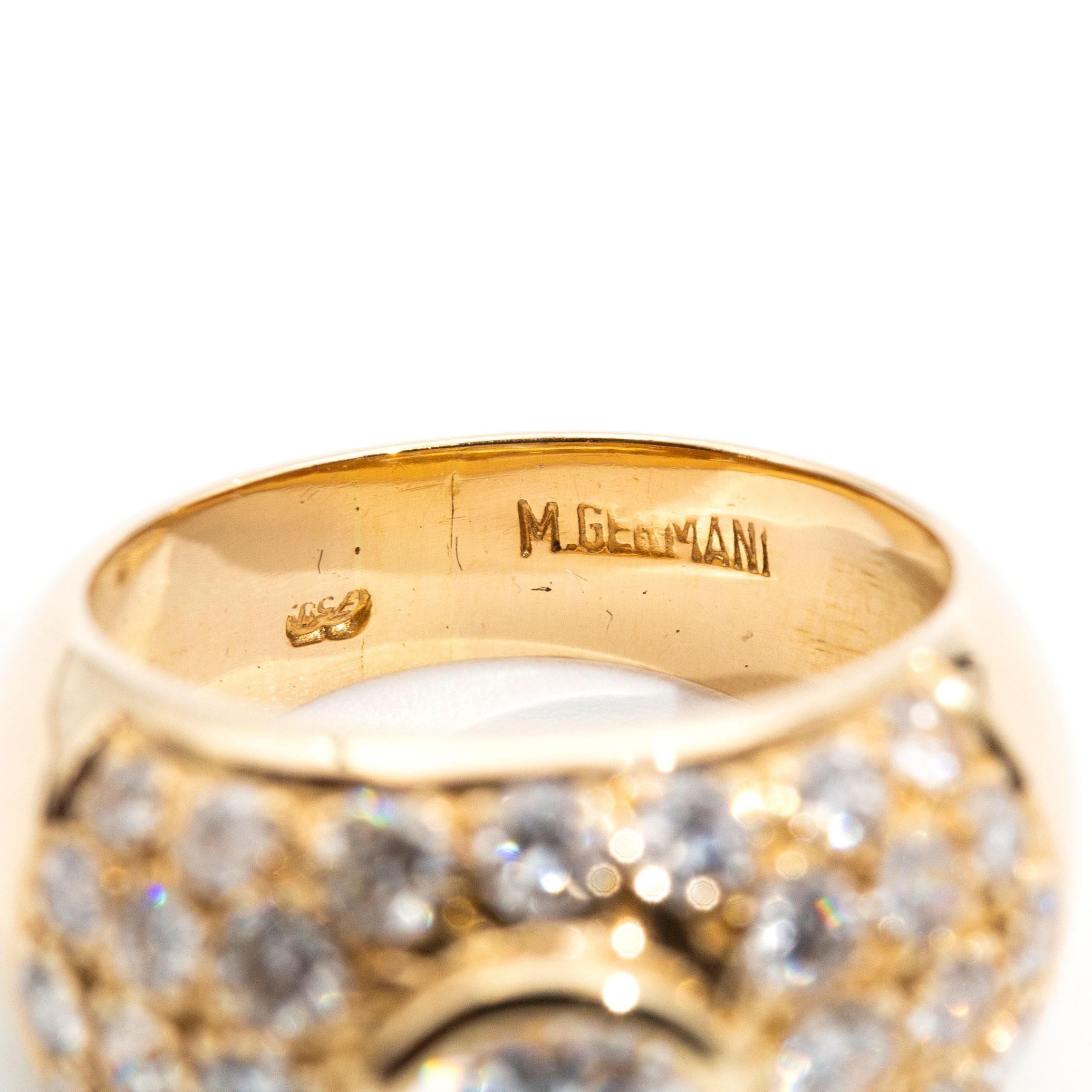 0.88 Carat Diamond 1.32 Carat Diamonds Domed Vintage Yellow Gold Dress Ring 2