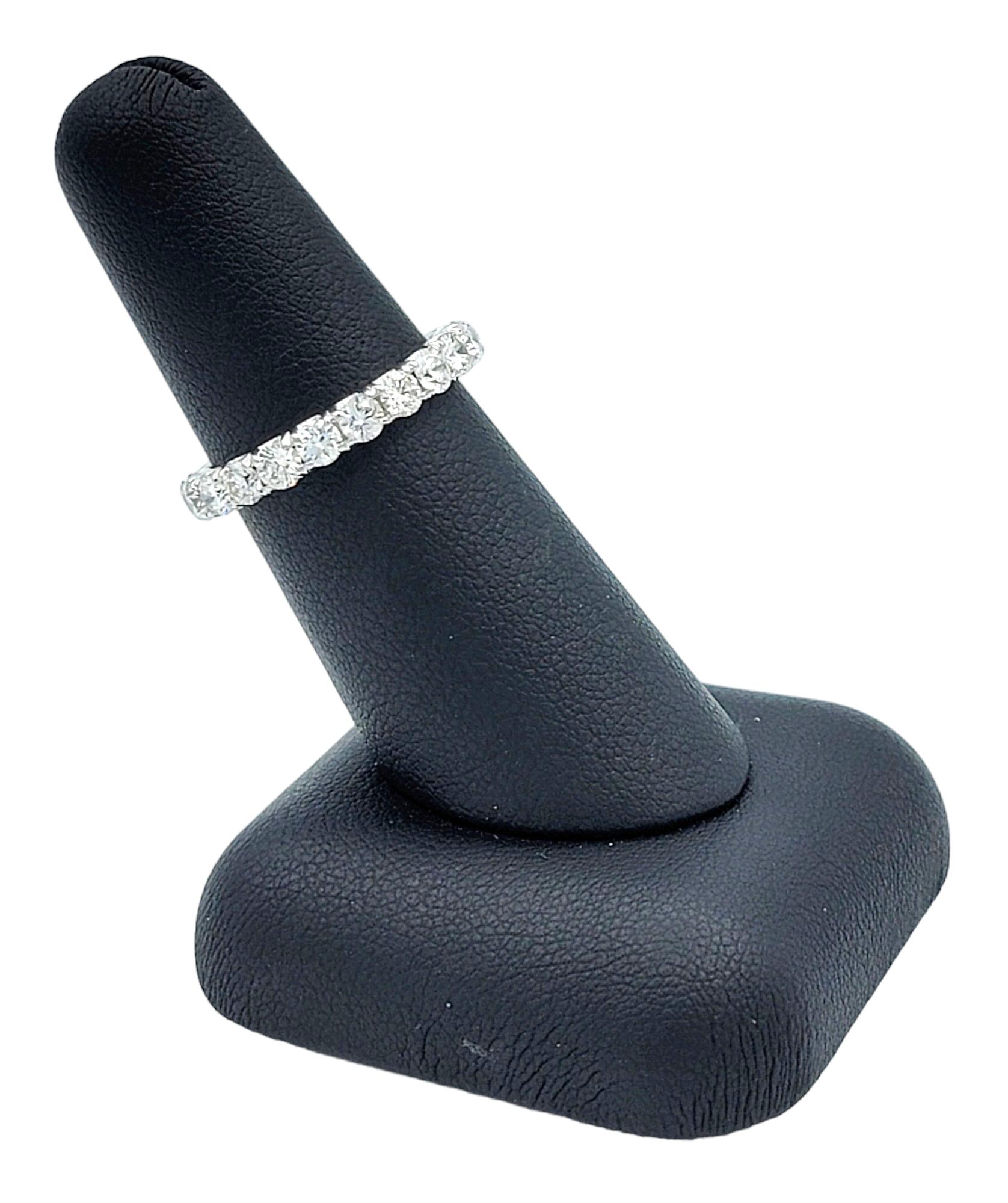 2.20 Carat Round Diamond Eternity Band Ring in 18 Karat White Gold, F-G / VS2 For Sale 4