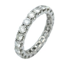 2.20 Carats Total Round Diamond Eternity Band Ring in 18 Karat White Gold