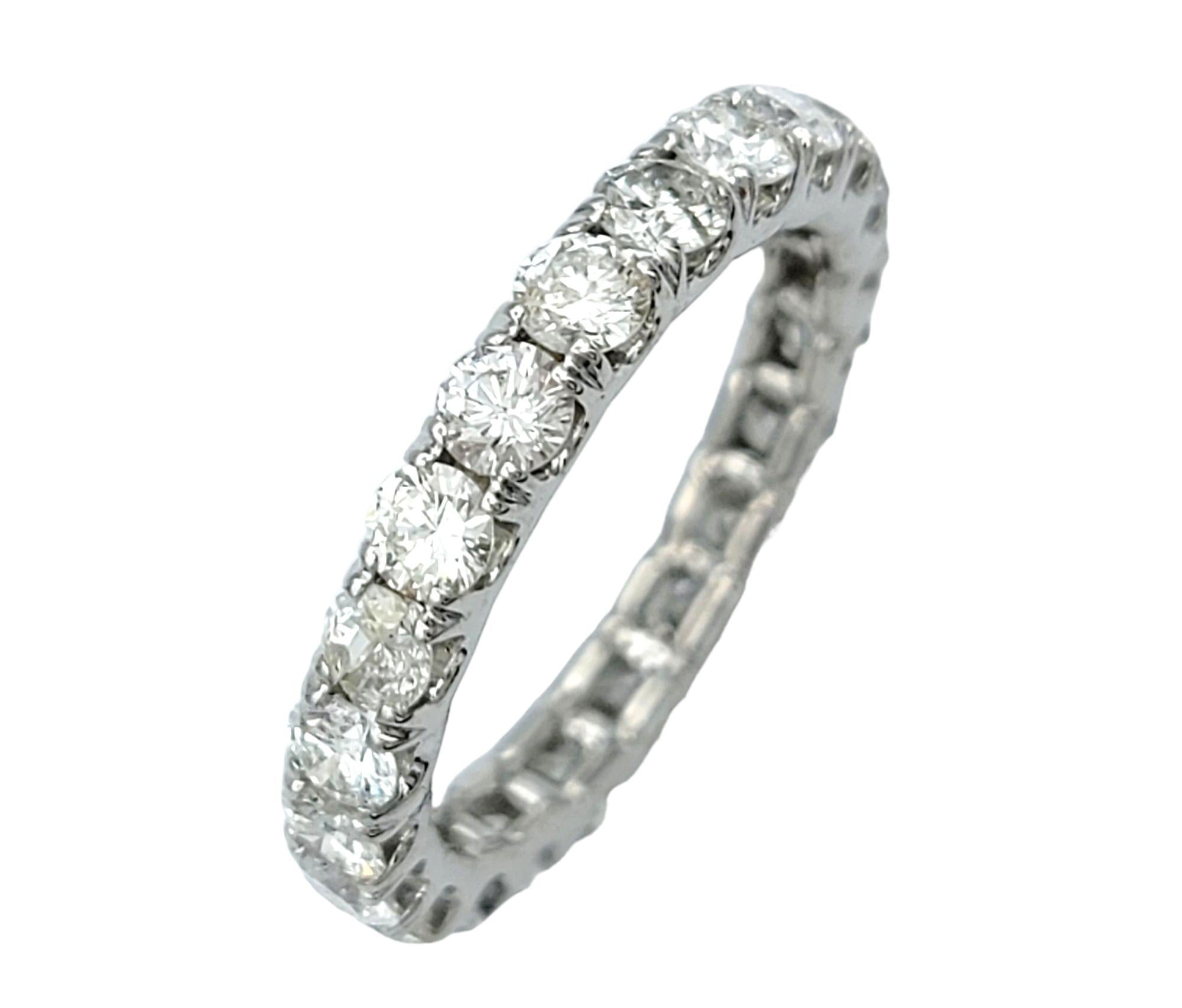 Contemporary 2.20 Carat Round Diamond Eternity Band Ring in 18 Karat White Gold, F-G / VS2 For Sale
