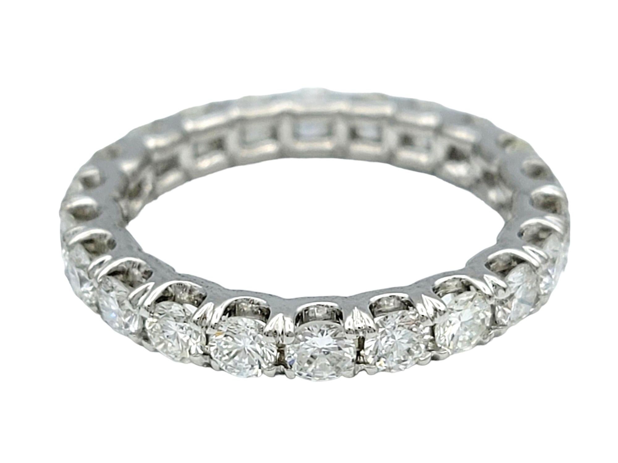 Contemporary 2.20 Carat Round Diamond Eternity Band Ring in 18 Karat White Gold, F-G / VS2 For Sale