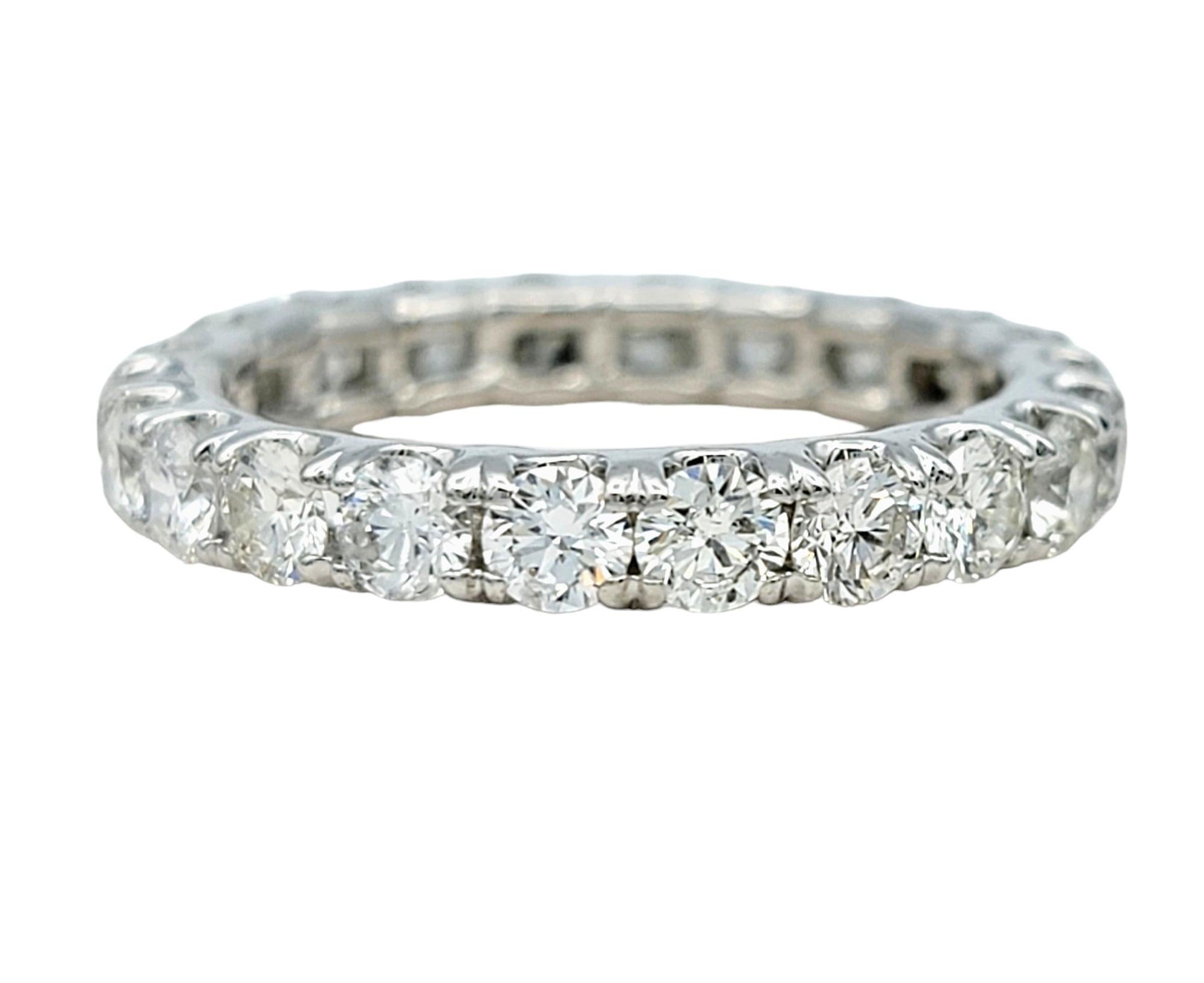 2.20 Carat Round Diamond Eternity Band Ring in 18 Karat White Gold, F-G / VS2 In Excellent Condition For Sale In Scottsdale, AZ
