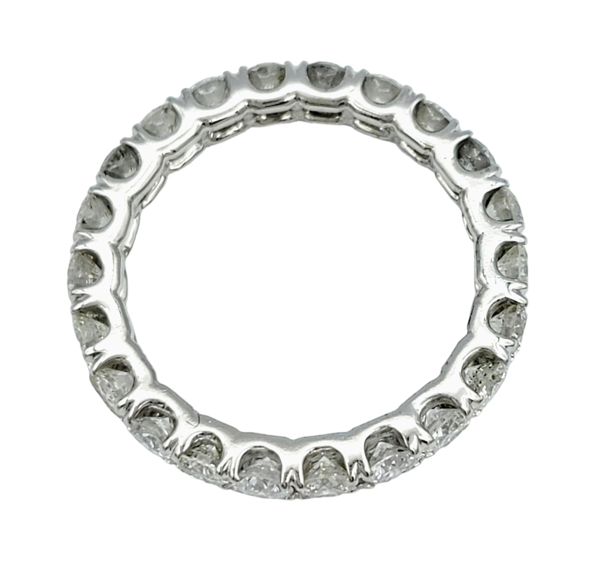 Women's 2.20 Carat Round Diamond Eternity Band Ring in 18 Karat White Gold, F-G / VS2 For Sale