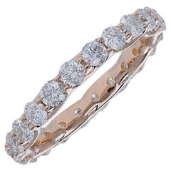 2.20 Carat Round Diamond Eternity Ring 14 Karat Rose Gold Diamond Band Ring