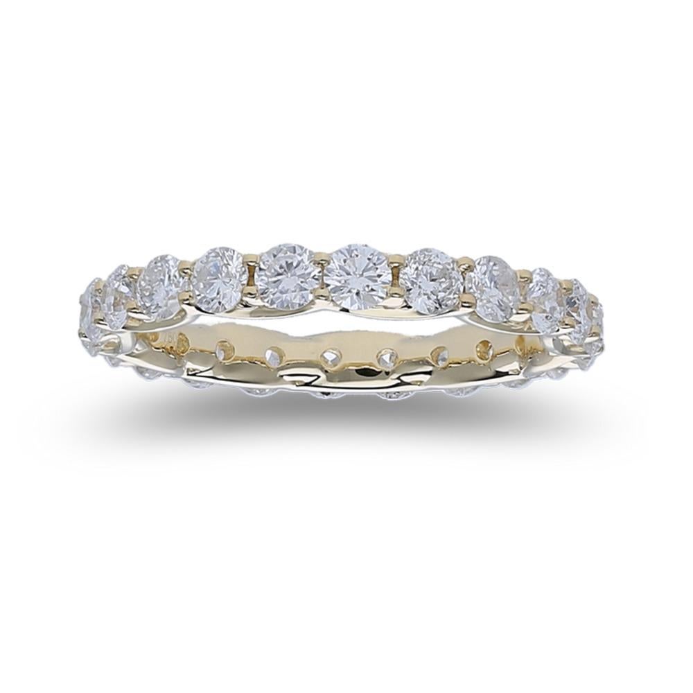 Women's or Men's 2.20 Carat Round Diamond Eternity Ring 14 Karat Yellow Gold Diamond Band Ring For Sale