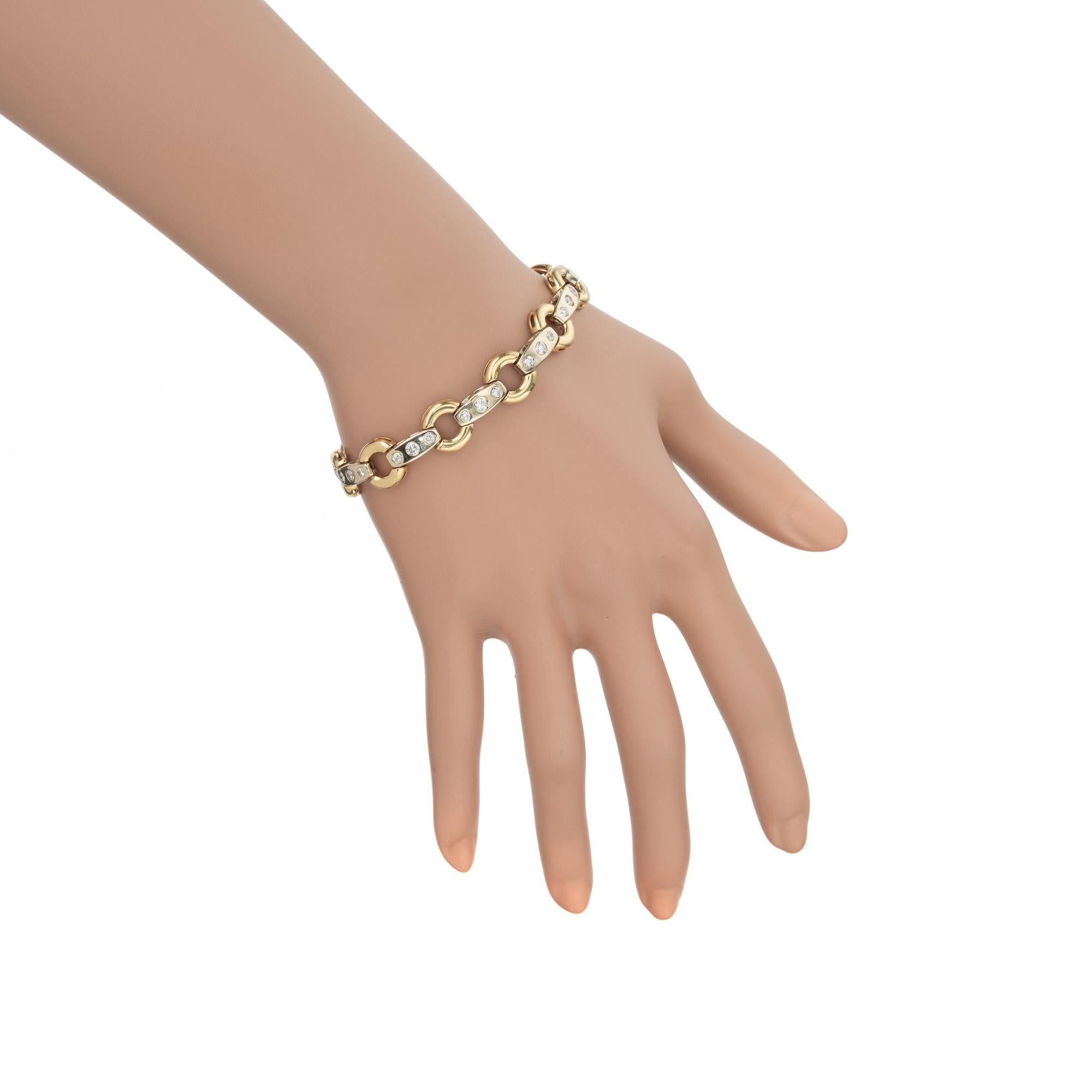 Bracelet à maillons en or bicolore avec diamants ronds de 2,20 carats en vente 1