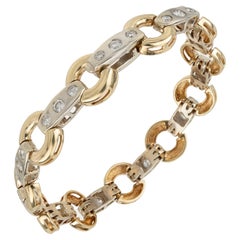 2.20 Carat Round Diamond Two-Tone Gold Circle Bar Link Bracelet