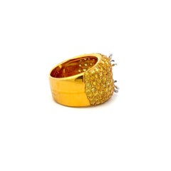 2.20 Carat Round Intense Fancy Yellow Diamond 18K Yellow Gold Semi Mount Ring