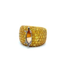 2.20 Carat Round Intense Fancy Yellow Diamond 18K Yellow Gold Semi Mount Ring