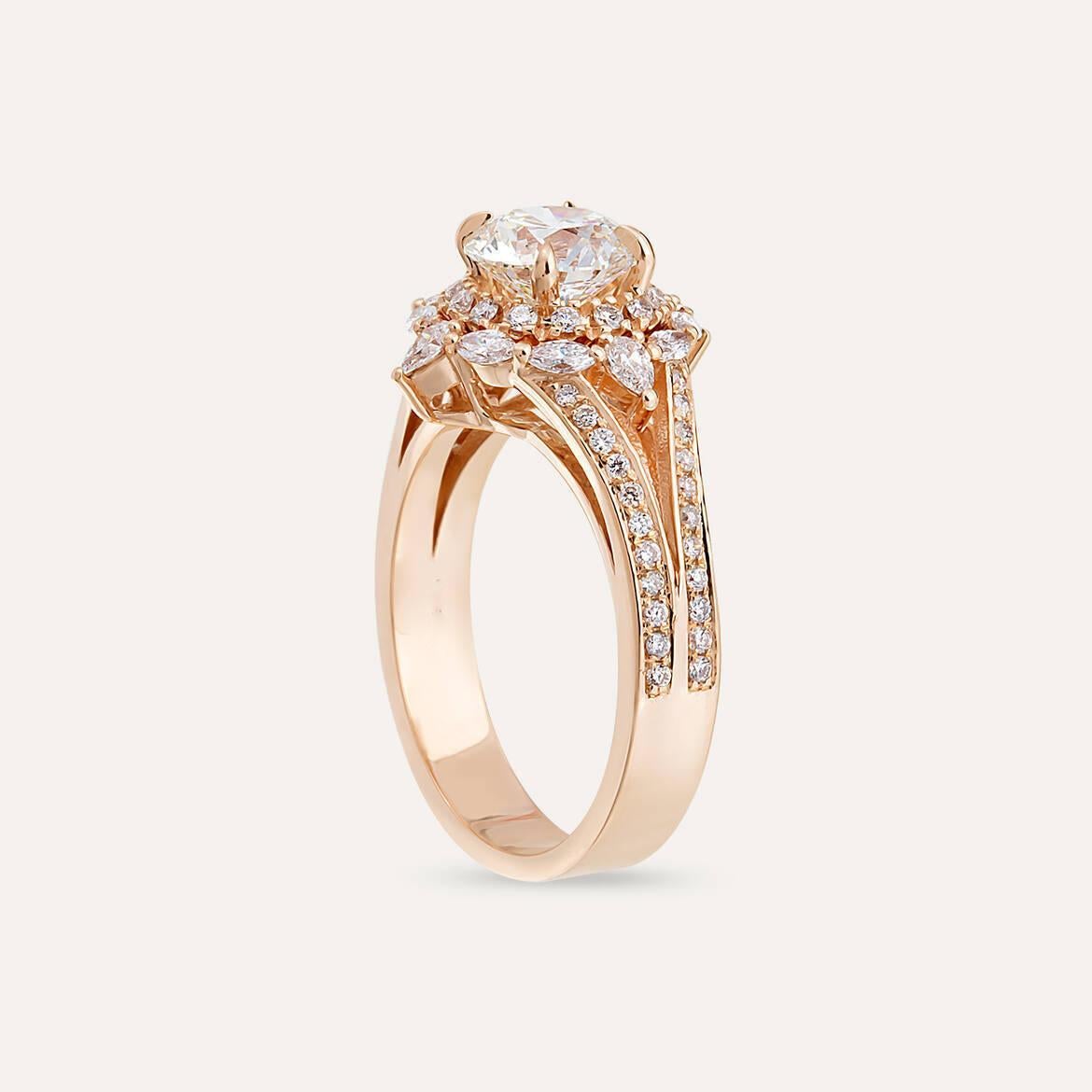 For Sale:  2.20 Carat Round, Pear and Marquise Cut Diamond 18K Rose Gold Ring 6