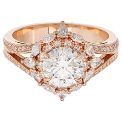 2.20 Carat Round, Pear and Marquise Cut Diamond 18K Rose Gold Ring