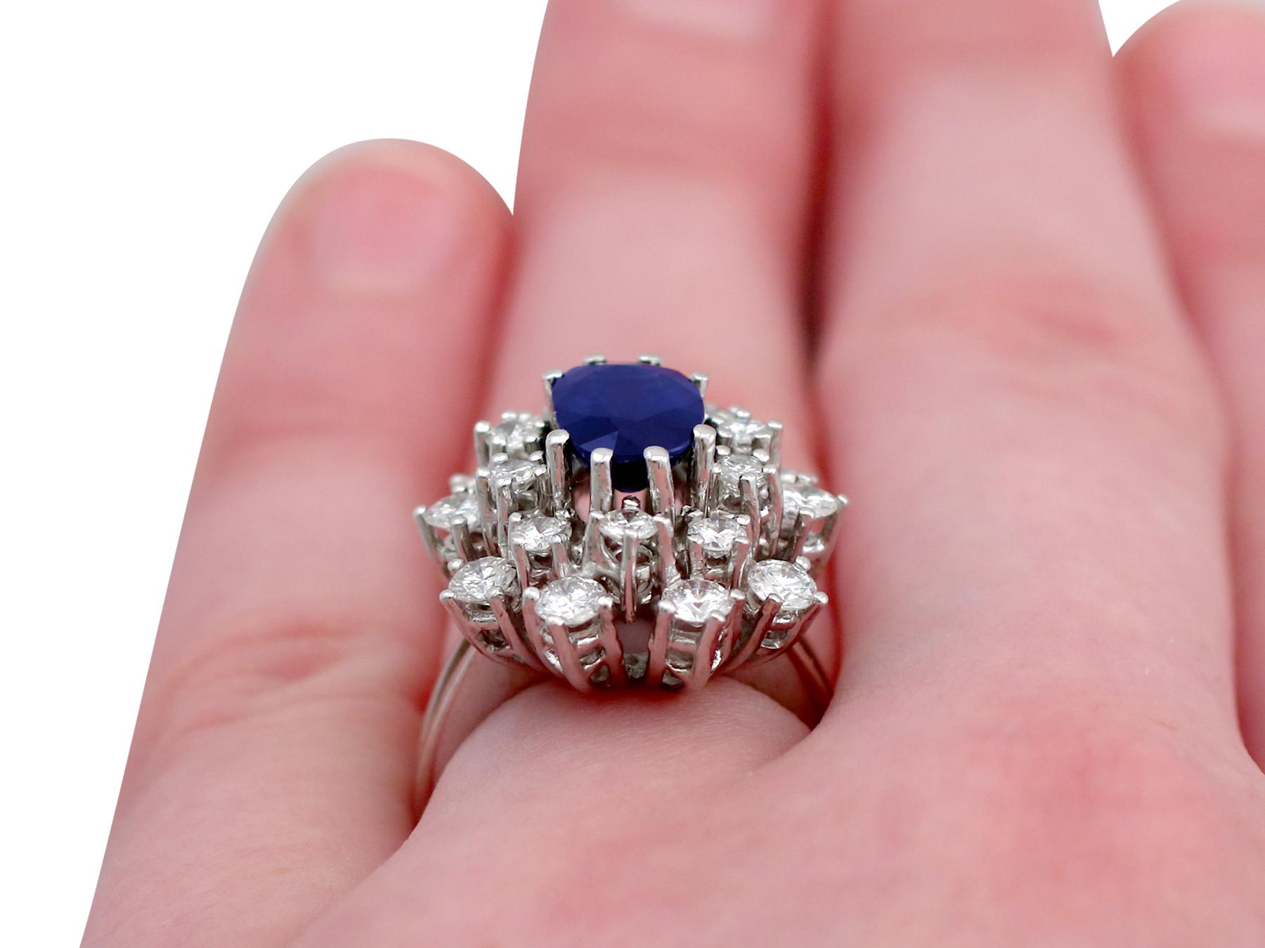 2.20 Carat Sapphire and 2.54 Carat Diamond White Gold Cocktail Ring For Sale 2