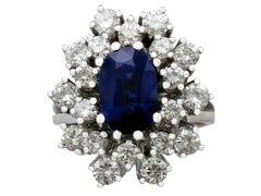 Anillo de cóctel de oro blanco con zafiro de 2,20 quilates y diamante de 2,54 quilates