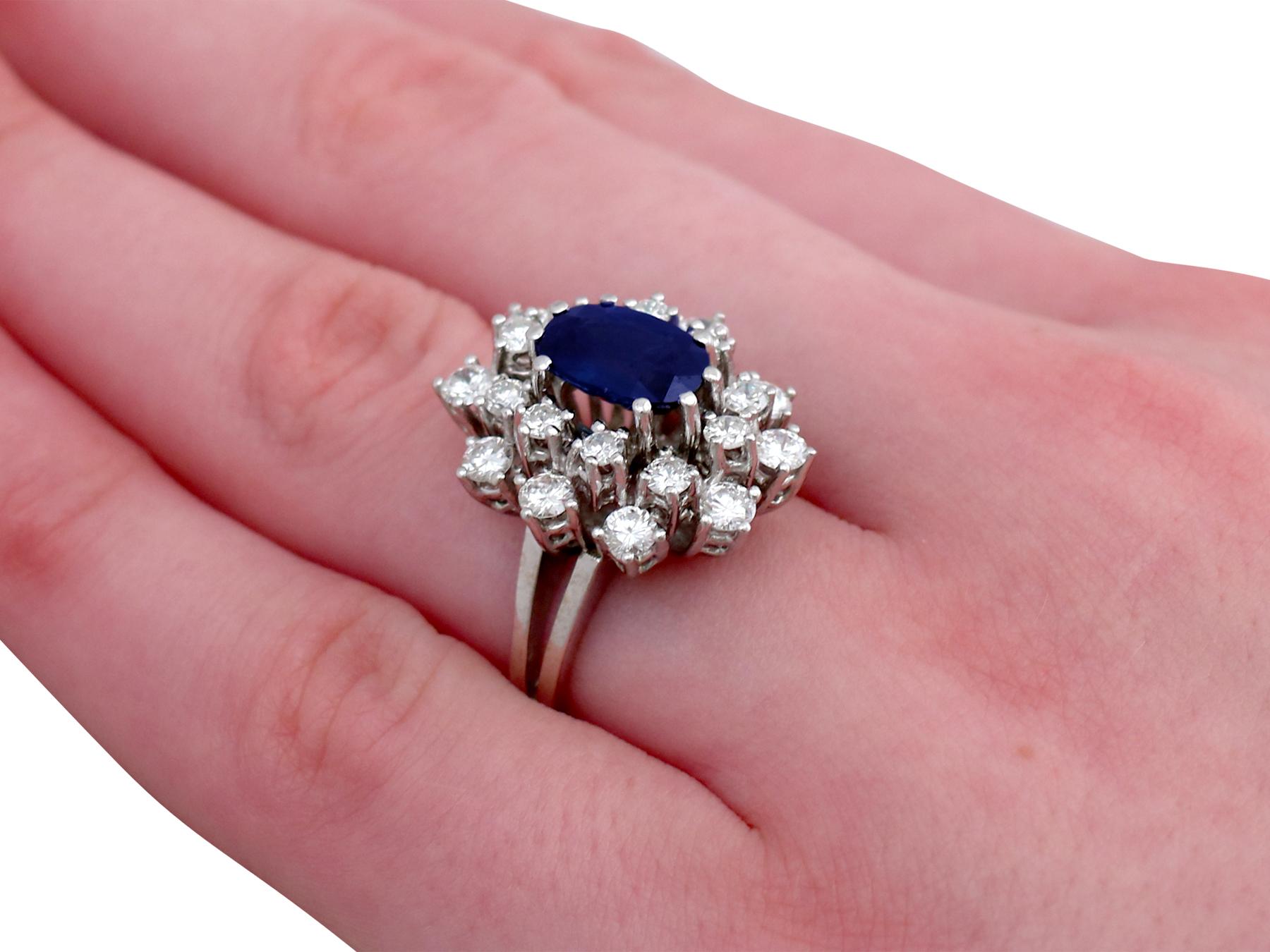 2.20 Carat Sapphire and 2.54 Carat Diamond White Gold Cocktail Ring For Sale 1