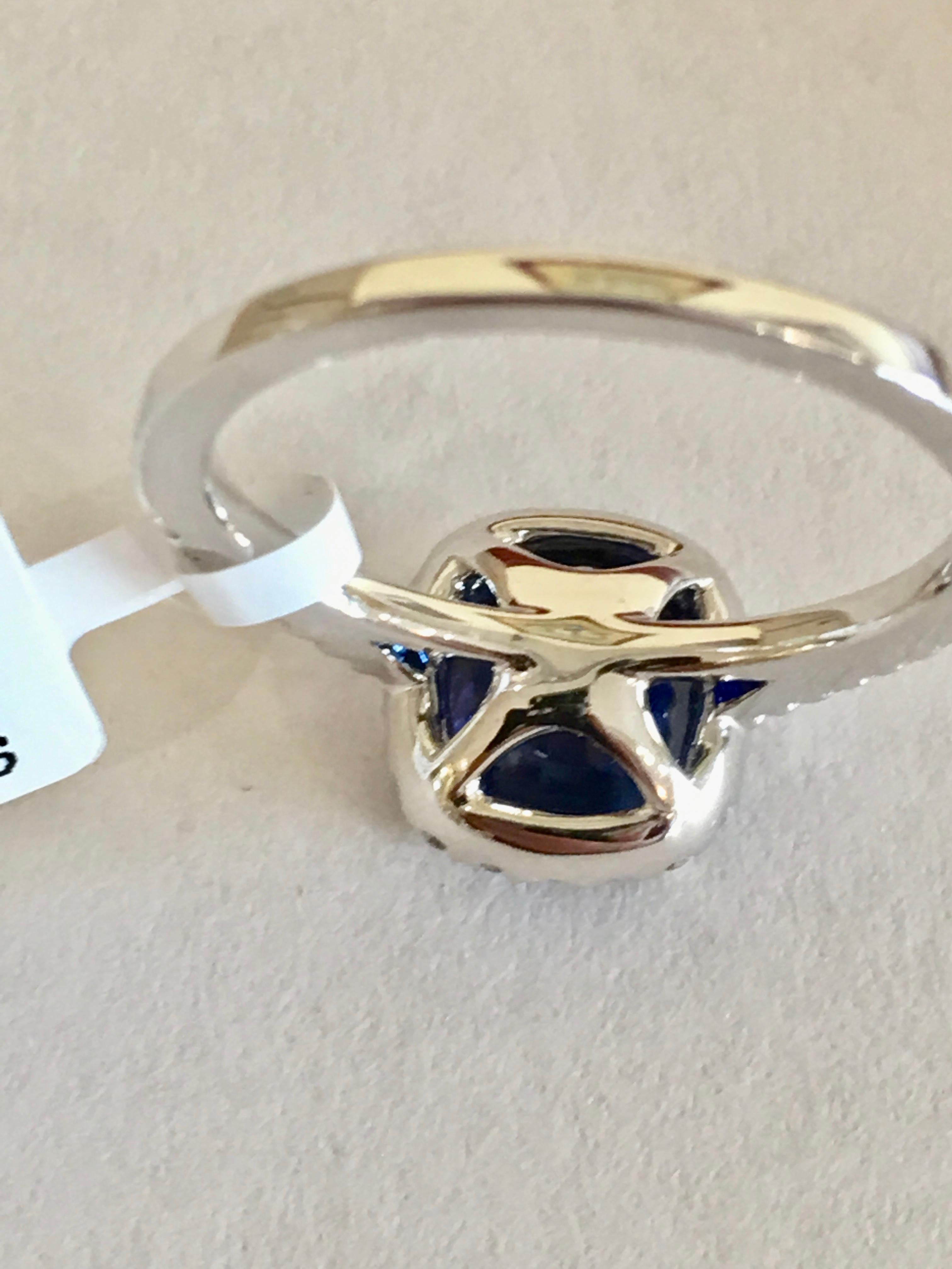 Women's 2.20 Carat Sapphire Diamond Halo Engagement Ring 14 Karat White Gold