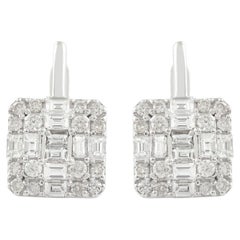 2.20 Carat SI Clarity HI Color Baguette Diamond Earrings 10k White Gold Jewelry