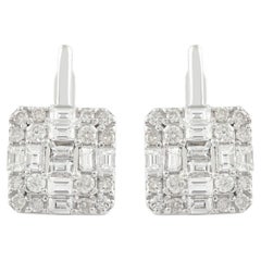 2.20 Carat SI Clarity HI Color Baguette Diamond Earrings 10k White Gold Jewelry