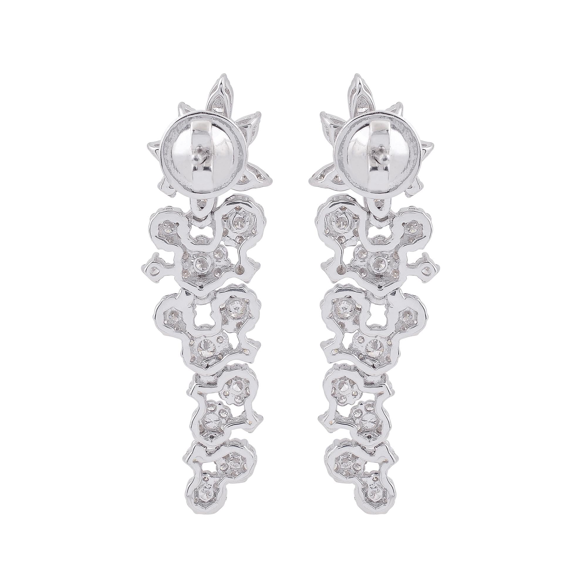 Women's 2.20 Carat SI Clarity HI Color Diamond Earrings 14 Karat White Gold Fine Jewelry For Sale
