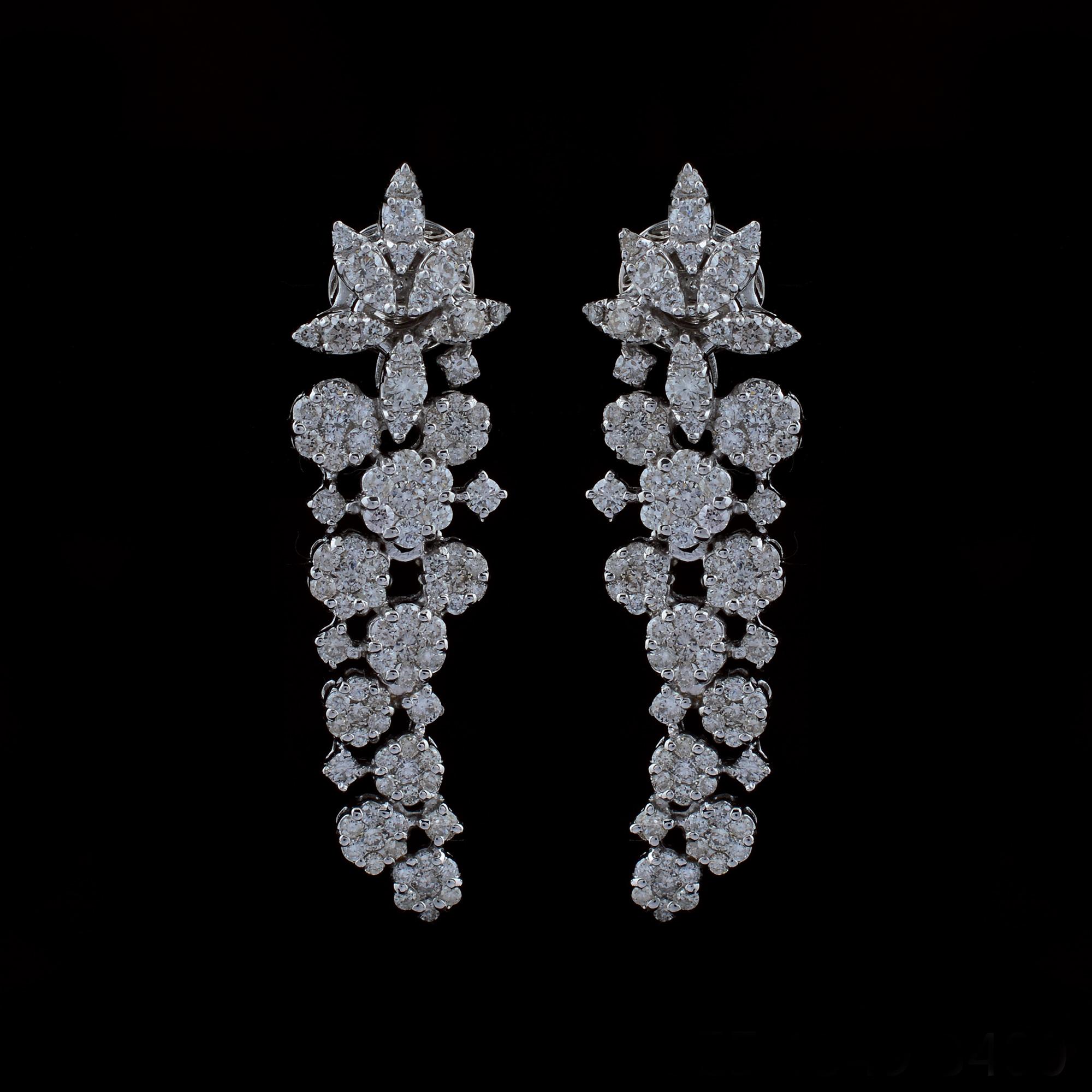 2.20 Carat SI Clarity HI Color Diamond Earrings 14 Karat White Gold Fine Jewelry For Sale 1
