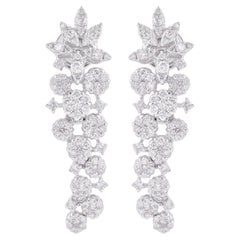 2.20 Carat SI Clarity HI Color Diamond Earrings 14 Karat White Gold Fine Jewelry