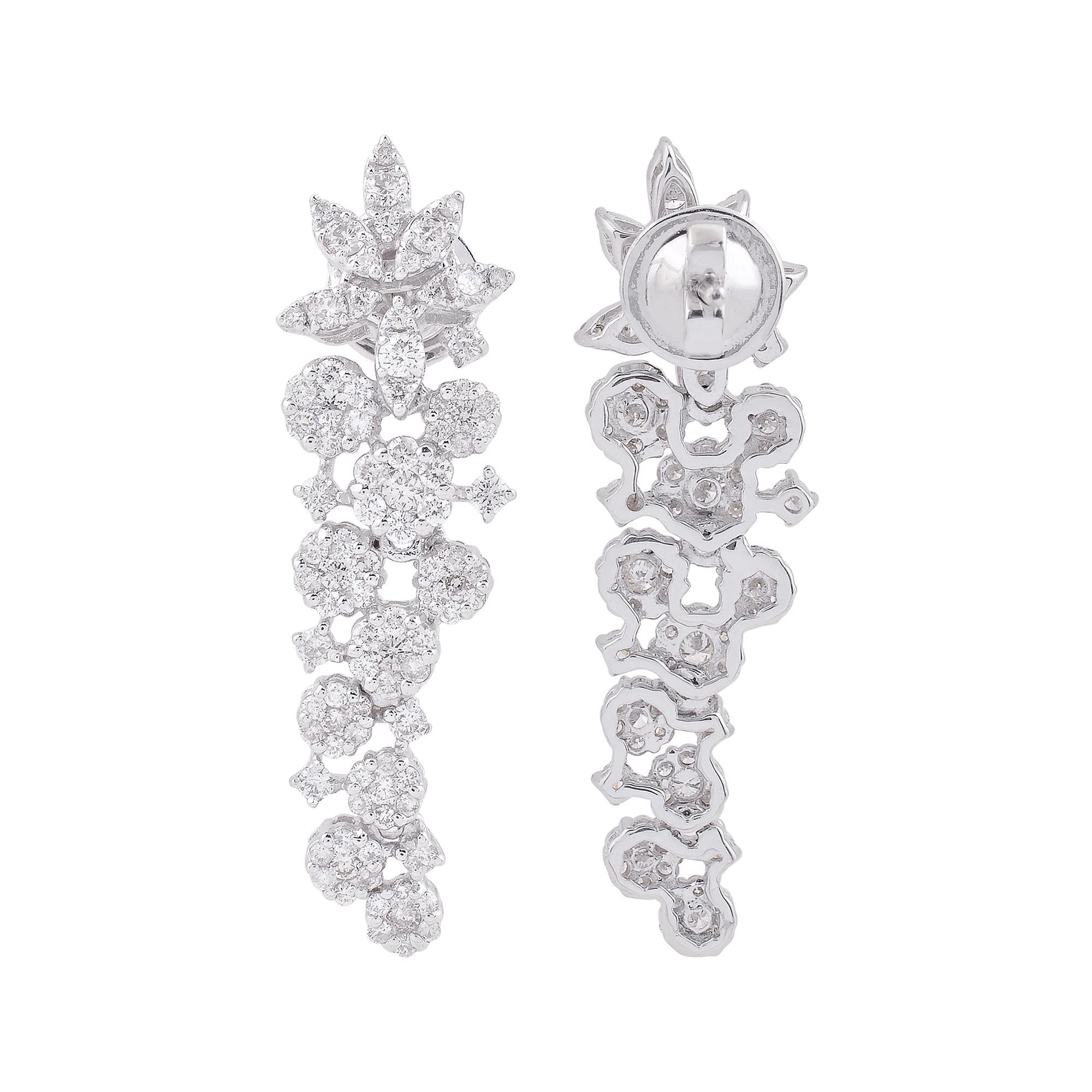 Item Code :- SEE-1549
Gross Wt. :- 7.77 gm
18k Solid White Gold Wt. :- 7.33 gm
Natural Diamond Wt. :- 2.20 Ct. ( AVERAGE DIAMOND CLARITY SI1-SI2 & COLOR H-I )
Earrings Size :- 37 mm approx.

✦ Sizing
.....................
We can adjust most items to