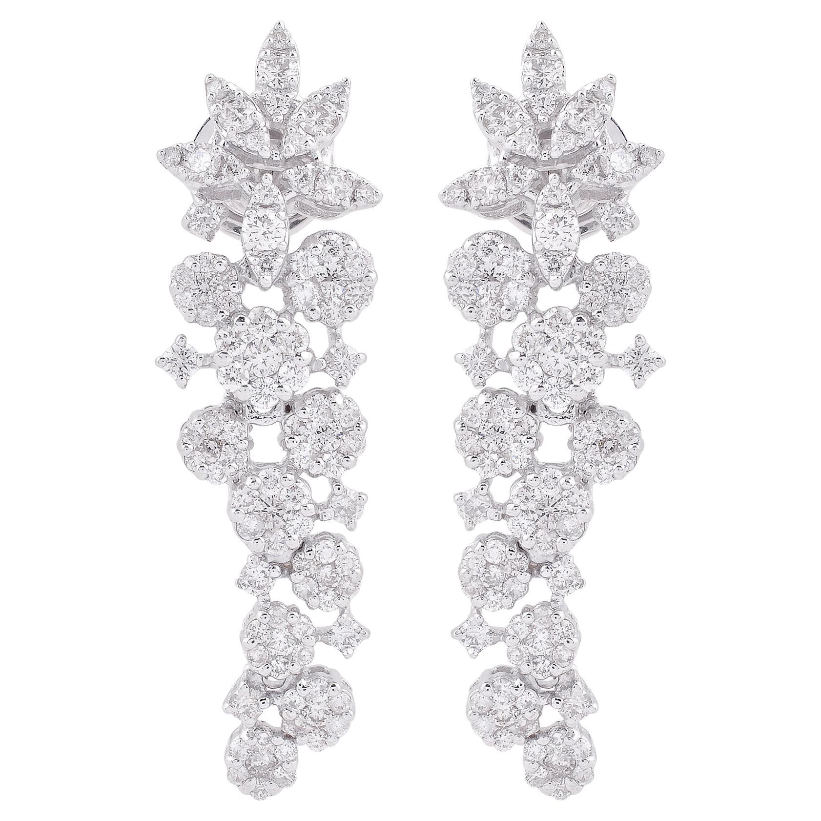 2.20 Carat SI Clarity HI Color Diamond Earrings 18 Karat White Gold Fine Jewelry