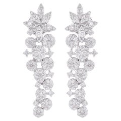 2.20 Carat SI Clarity HI Color Diamond Earrings 18 Karat White Gold Fine Jewelry