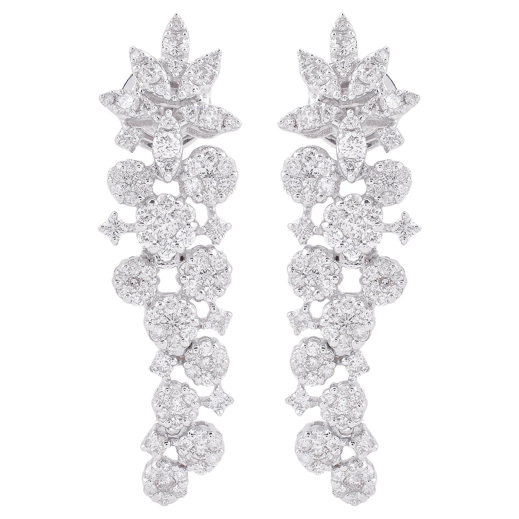 2.20 Carat SI Clarity HI Color Diamond Earrings 18 Karat White Gold Fine Jewelry