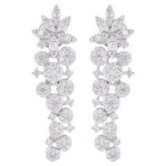 2.20 Carat SI Clarity HI Color Diamond Earrings 18 Karat White Gold Fine Jewelry