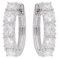 2.20 Carat SI Clarity HI Color Diamond Hoop Earrings 18 Karat White Gold Jewelry