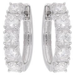 2.20 Carat SI Clarity HI Color Diamond Hoop Earrings 18 Karat White Gold Jewelry