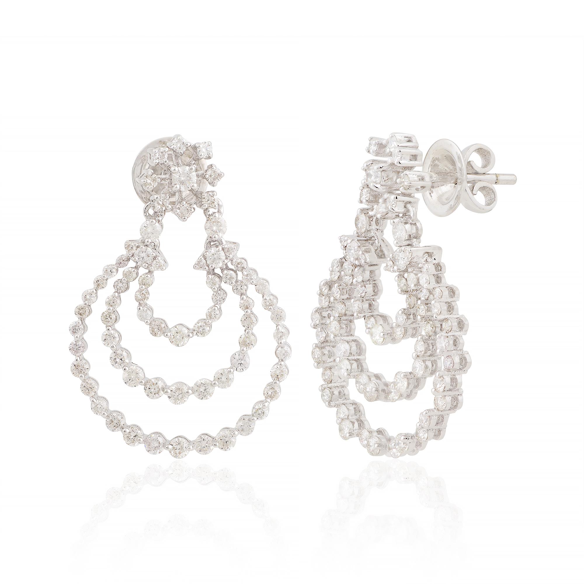 Item Code :- SEE-1709
Gross Weight :- 7.55 gm
18k Solid White Gold Weight :- 7.11 gm
Natural Diamond Weight :- 2.20 carat  ( AVERAGE DIAMOND CLARITY SI1-SI2 & COLOR H-I )
Earrings Size :- 30x20 mm approx.

✦ Sizing
.....................
We can