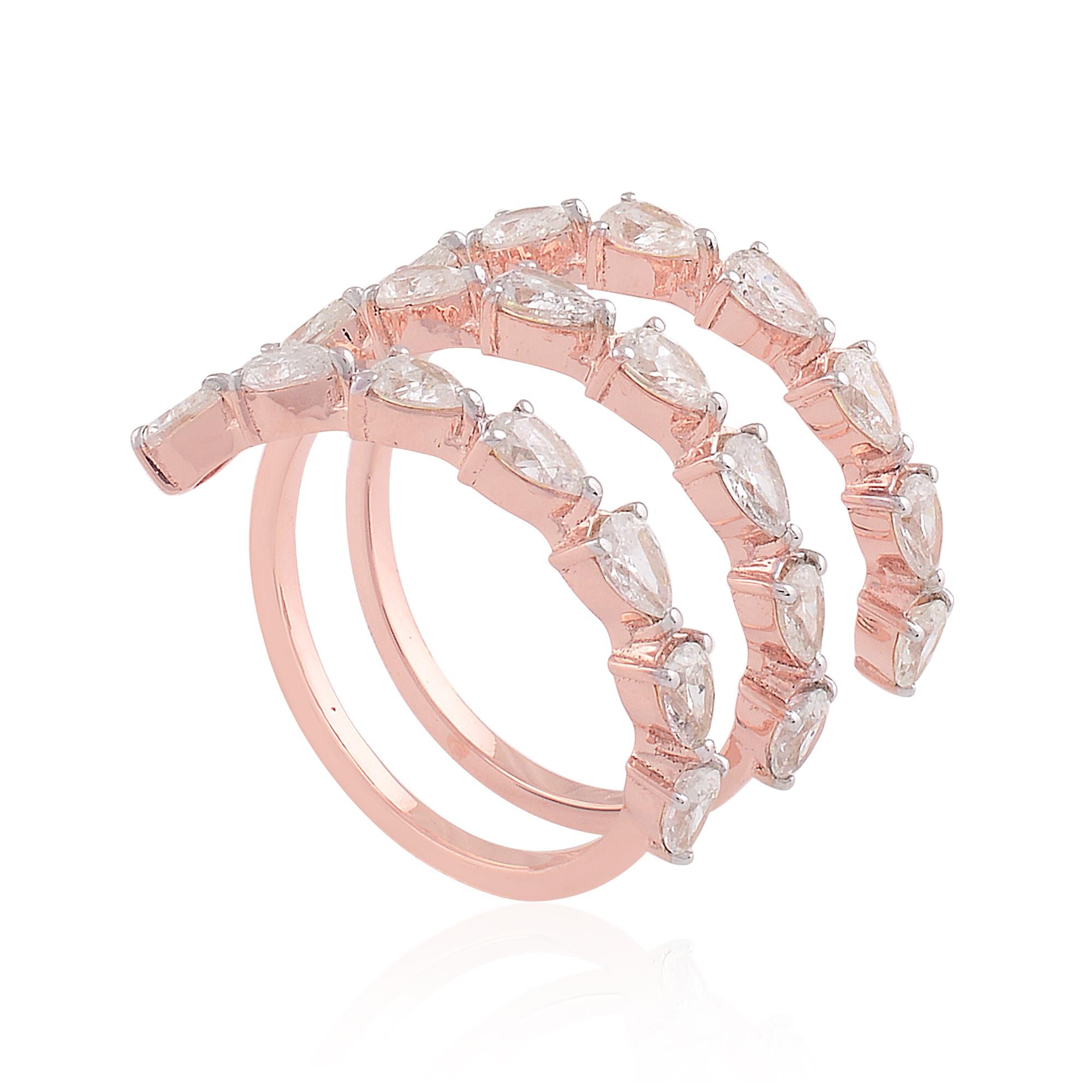 En vente :  2.20 Carat SI Clarity HI Color Pear Diamond Spiral Ring 18k Rose Gold Jewelry  2