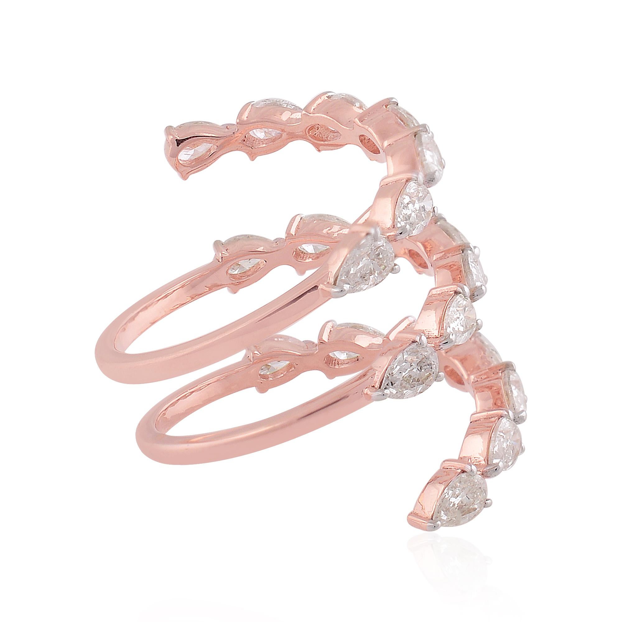 En vente :  2.20 Carat SI Clarity HI Color Pear Diamond Spiral Ring 18k Rose Gold Jewelry  3