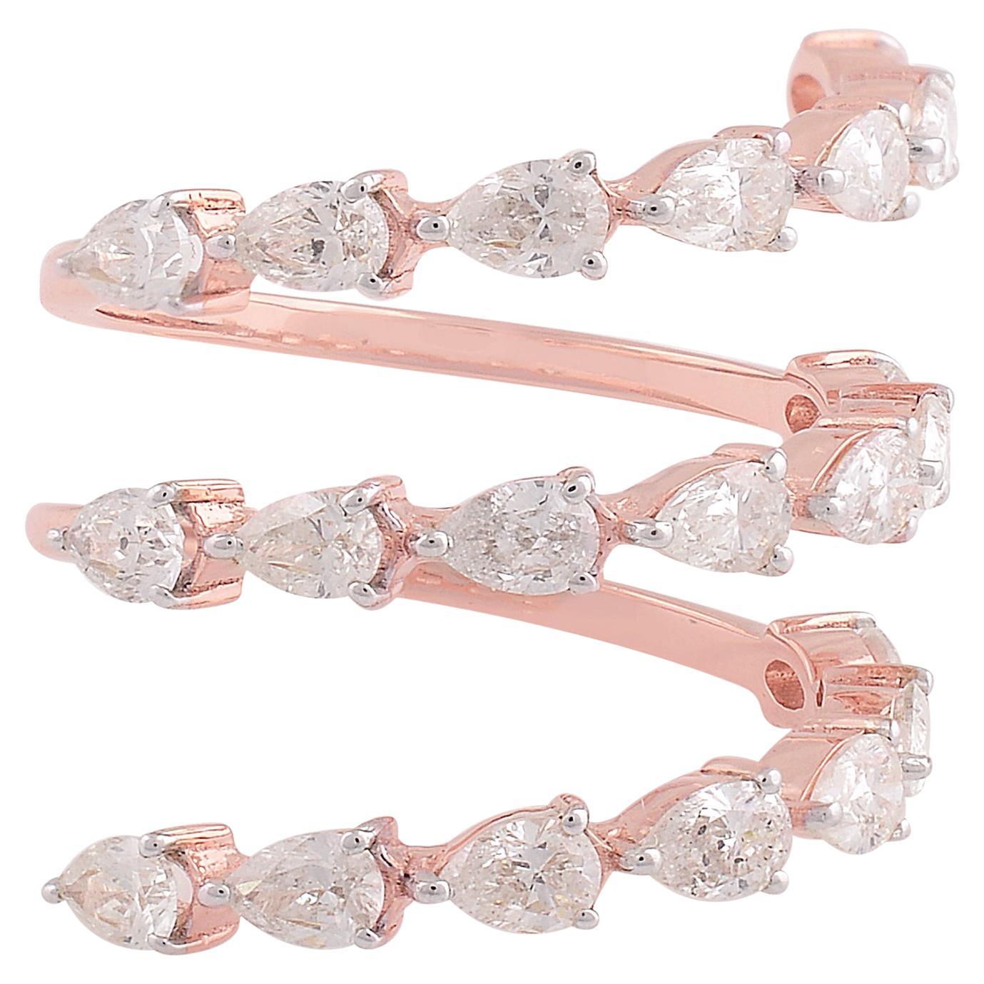 2,20 Carati SI Chiarezza HI Colore Anello a spirale con diamante a pera in oro rosa 18 carati