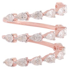 2,20 Carati SI Chiarezza HI Colore Anello a spirale con diamante a pera in oro rosa 18 carati